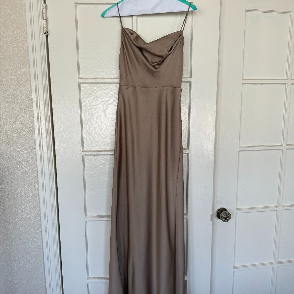 Fame & Parnters Satin Strappy Draped Gown